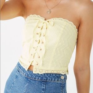 Forever 21 Yellow Lace Tube Top